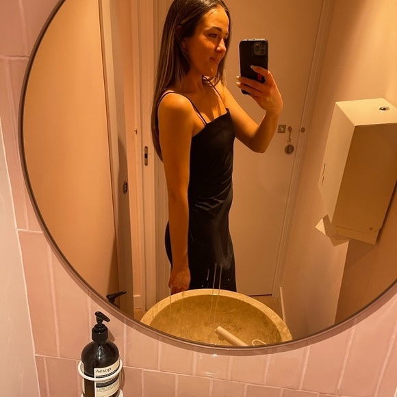 Zara Black Satin Midi Dress Size Small - Picture 4 of 5